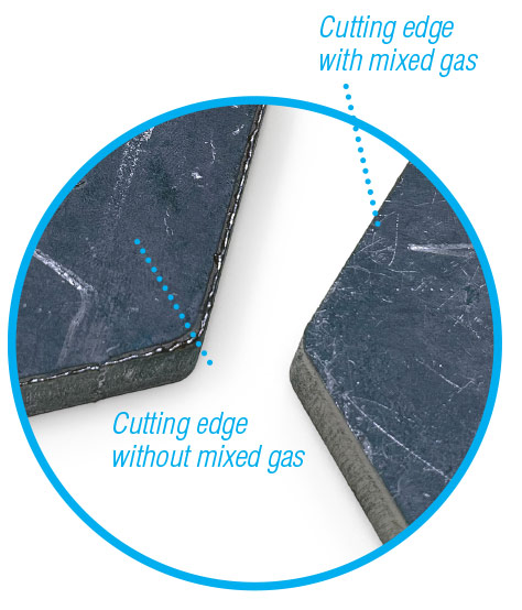 Cutting quality with and without mix gas